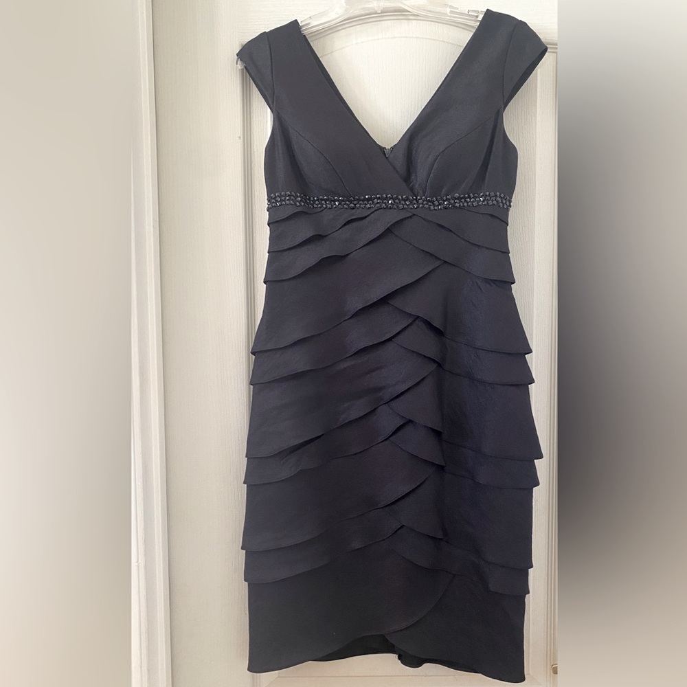 Alex Evenings Ruffled Tiered Black Dress Size 4